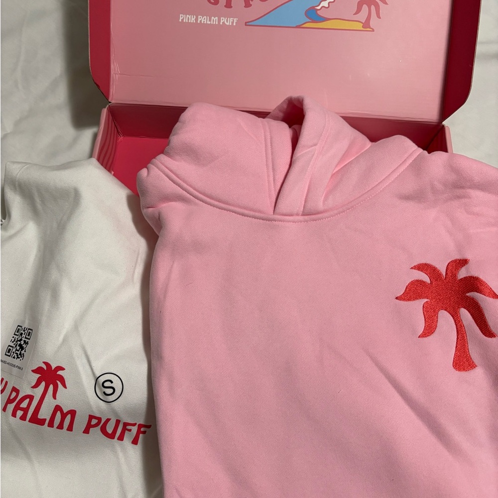 Pink Palm Puff Women's Hoodie